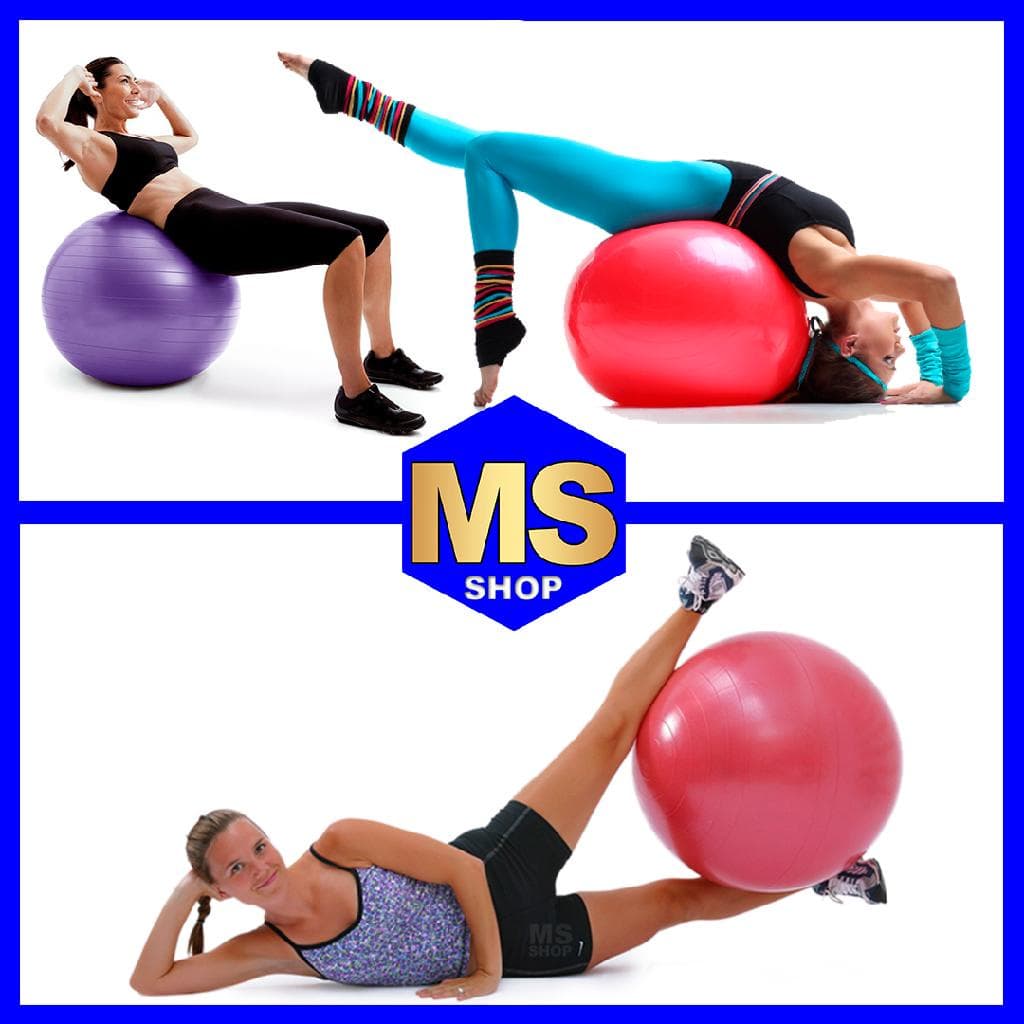 Bola de Ginástica Suíça Yoga Pilates 65cm Bola de Pilates Inflável Anti Estouro Azul + Bomba