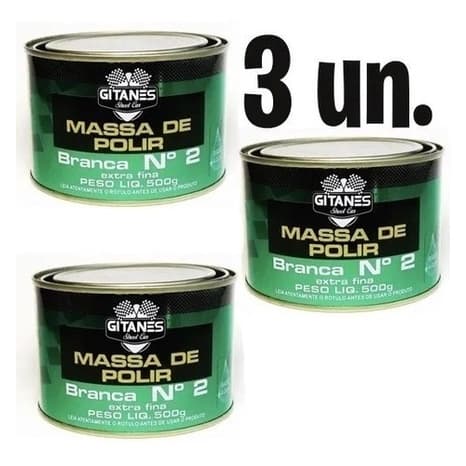 03 Massa De Polir NÂº2 Gitanes 500g Automotiva Polimento