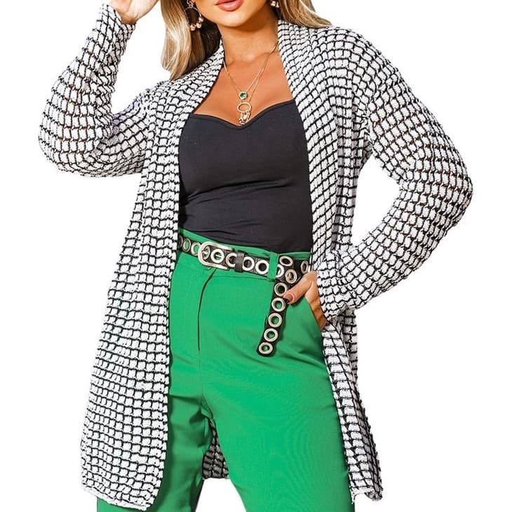 Kimono Cardigan Feminino Casaco Tricô Manga Longa Tricot