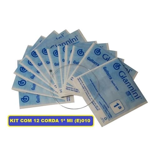 Corda Avulsa Para Guitarra 1ª E Mi Giannini 0.10 Kit Com 12