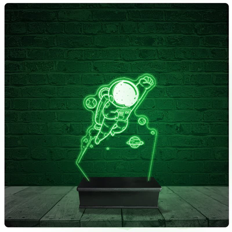 Luminária Abajur Acrílico Led - Astronauta Desenho 15