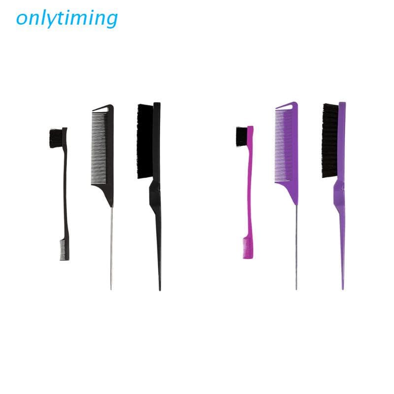 onlytiming 3pçs Conjunto Escova Cabelo Ponta Dupla Face & Chá Pente Para Wo