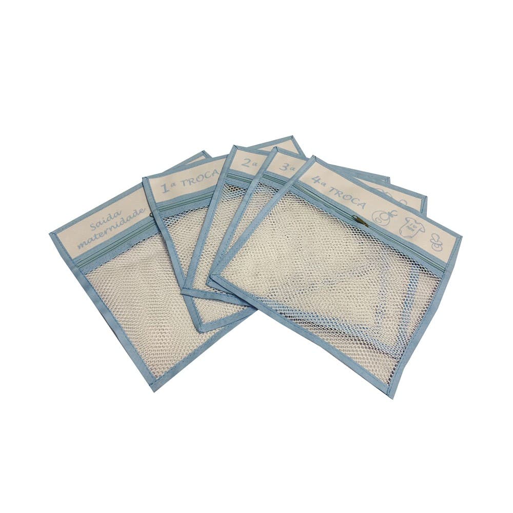 Saquinho organizador maternidade telinha, kit com 5 unidades