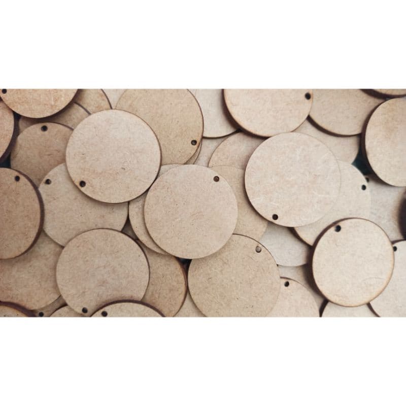 100 bolachas 4cm com furo MDF crú círculo aplique