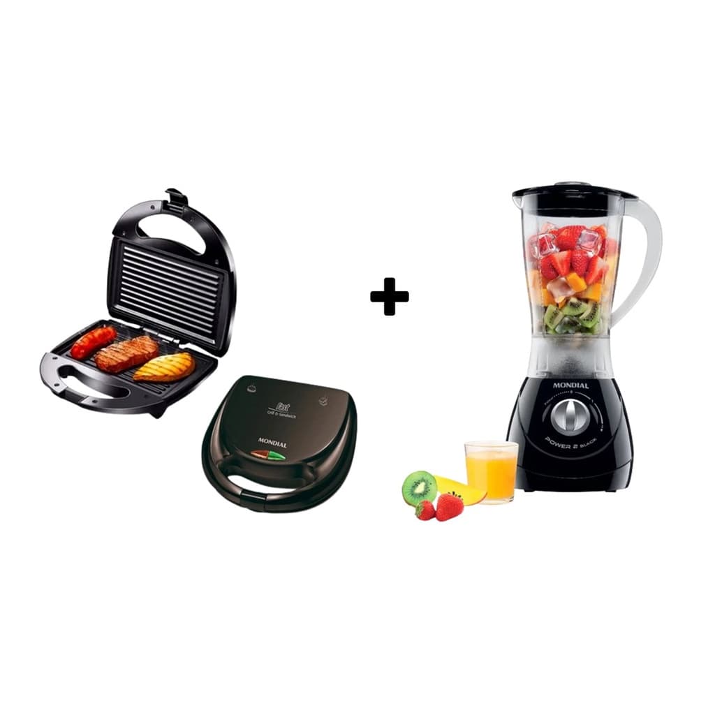 Kit Sanduicheira Grill 750W + Liquidificador 550W 220V - Mondial