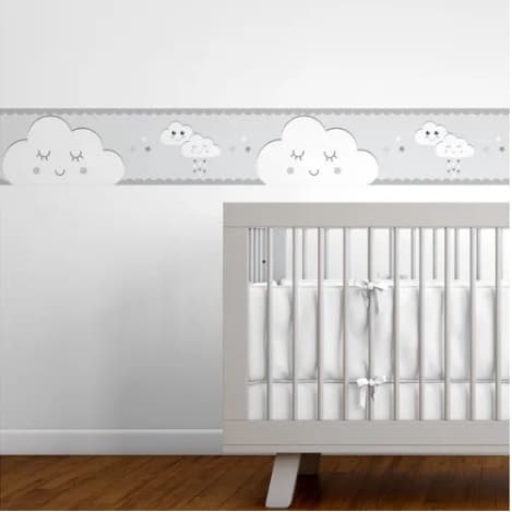 5 Metros faixas decorativas Infantil Papel De Parede Nuvem Cinza Branco Star = 88