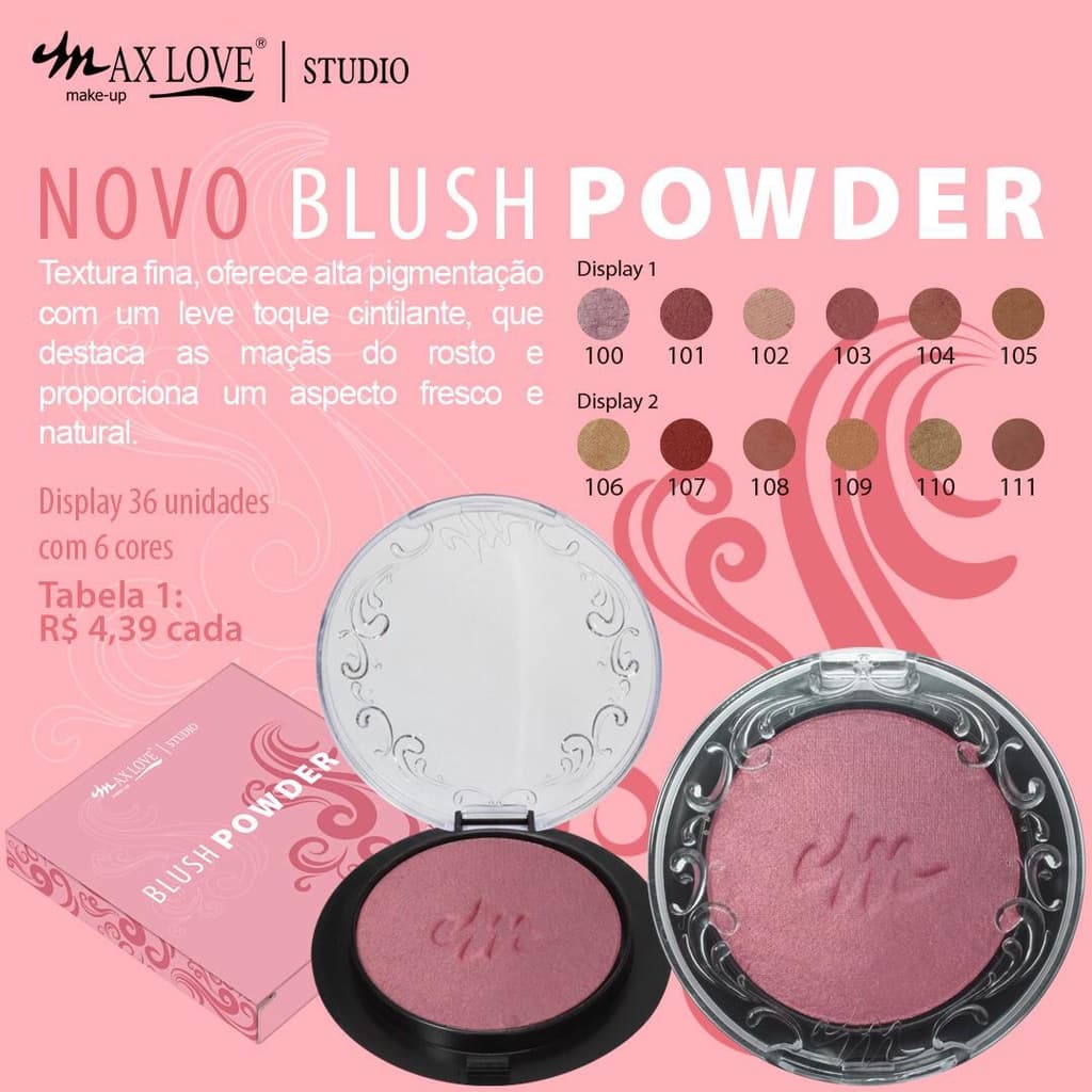 Blush Facial Powder Lançamento Max Love Pigmentado