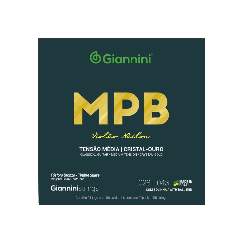 Encordoamento Violão Giannini GENWG Nylon Cristal Ouro