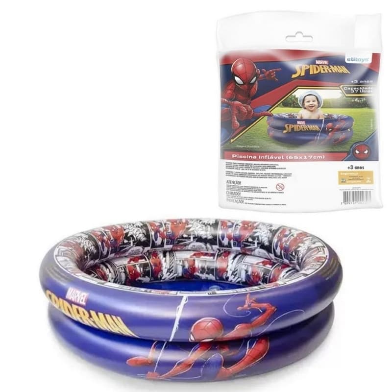 Piscina Inflável Redonda Etitoys Spider Man 65cm X 17cm 37l