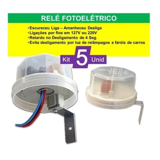 05 Unid. Relê Fotoelétrico Fotocélula Acende Apaga Luz Automático