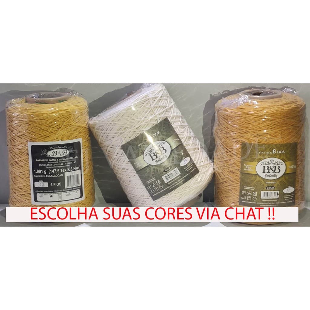 3 Barbantes B&B 1KG / 6 ou 8 Fios - Escolha suas Cores