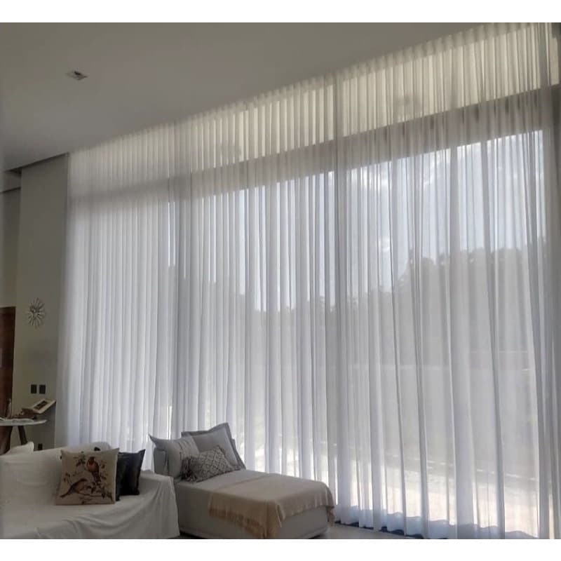 Cortina Gaze de linho s / Forro 7m x ( Altura ) Trilho suíço
