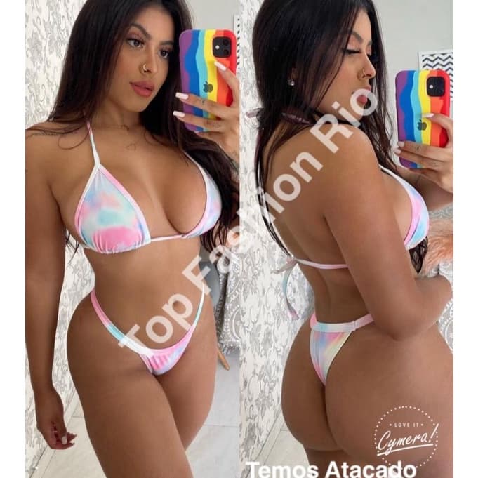 Biquíni de marquinha Tie Dye fio dental moda praia