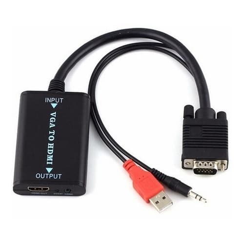 Vga Macho Para Hdmi Fêmea Adaptador Conversor Com 3.5mm