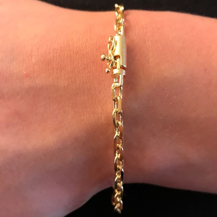 Pulseira Masculina De Ouro Carrier Cadeado 4mm 8,2g Banhada a Ouro 24k Pulseira Cartier
