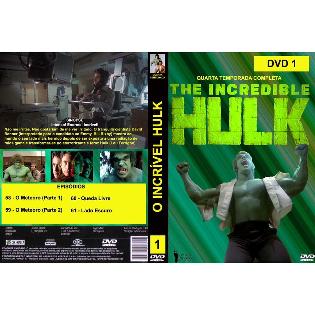 Dvd O Incrível Hulk - As 5 Temporadas Completas - Dublado - 16 Discos
