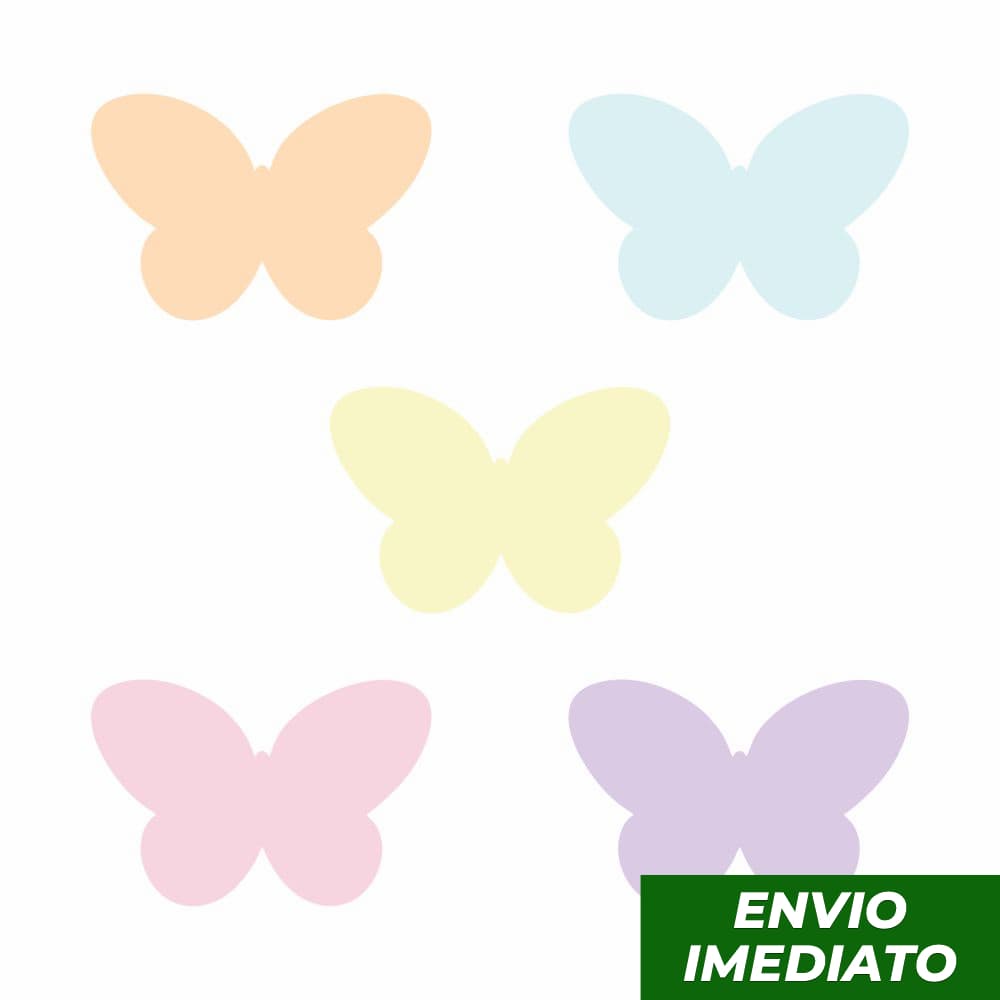 Adesivos para Parede Decorativo Quarto Infantil Borboletas 5cm Tons Pastéis - 100 Undidades