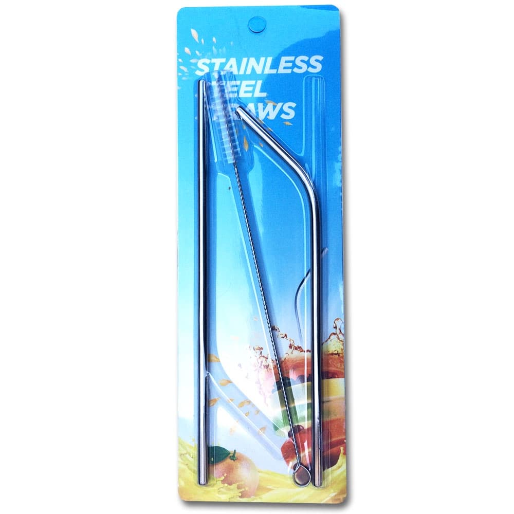 Canudo em inox, kit com 2 canudos e 1 escova