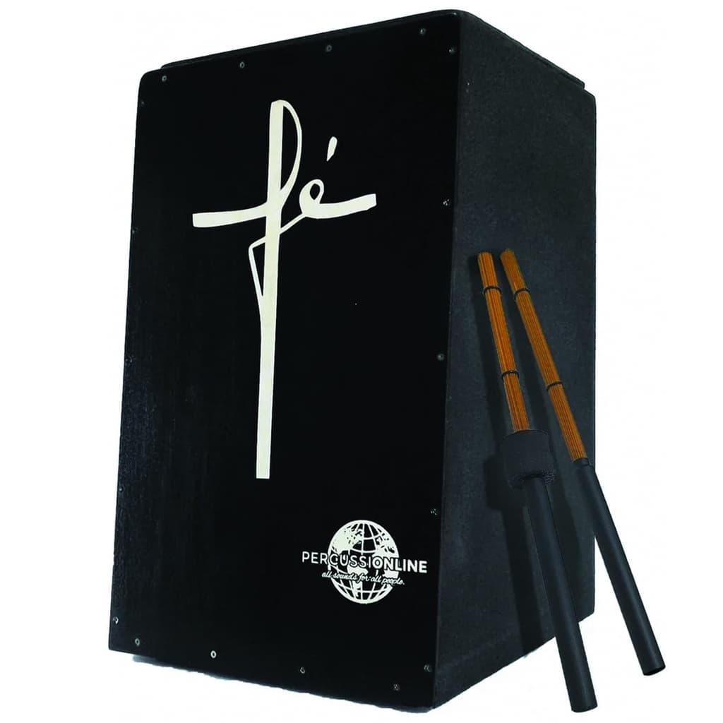 Cajon (carron) Percussionline Fé Acústico + Par Vassourinha