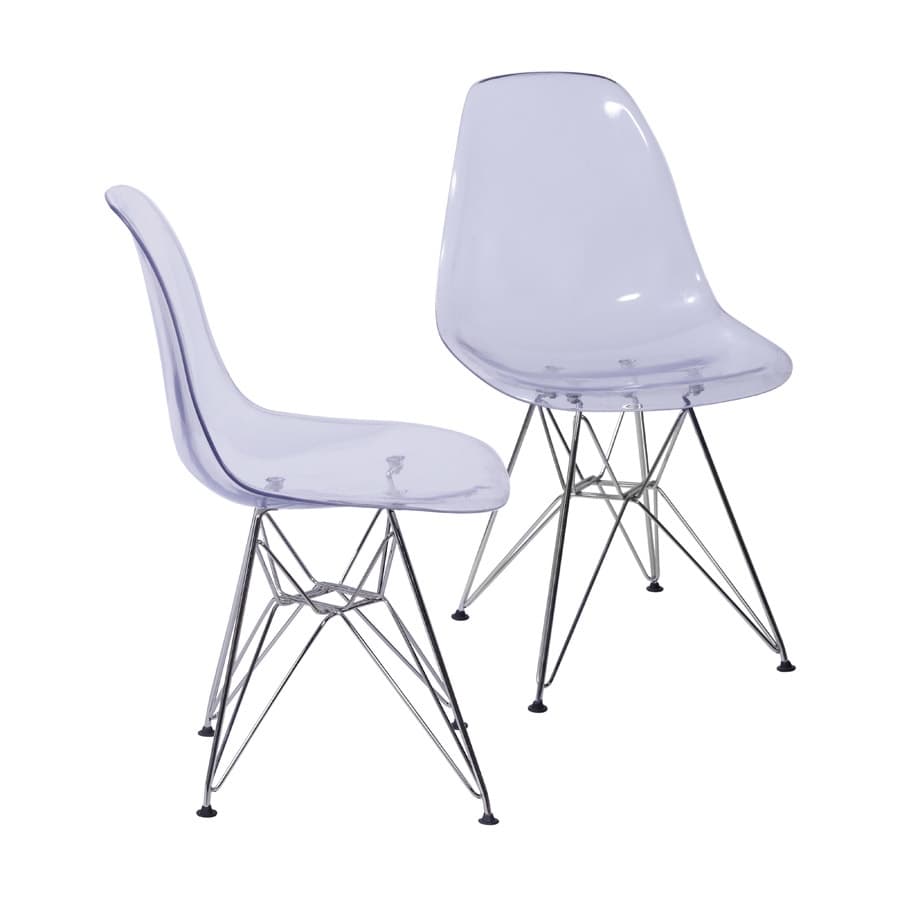 kit 2 Cadeiras de jantar DKR Eames Boxbit Pc Incolor Cromada