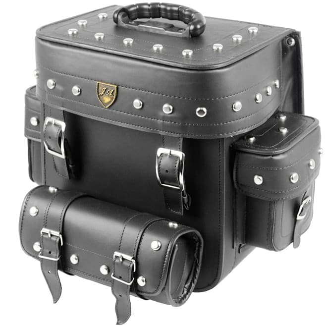 Alforge Traseiro (Bolsa) Custom 29 Litros Couro Sintético C/ Cravos