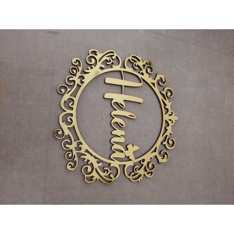 Aplique brasão MDF 15cm com nome personalizados