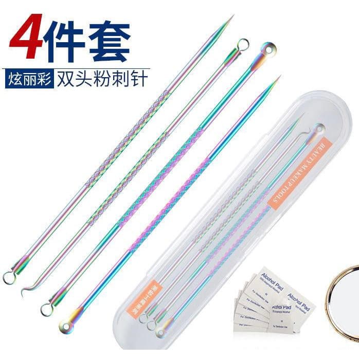 Removedor Inox De Cravo Kit 4 Agulhas -tira Espinha Cravos fruta cor