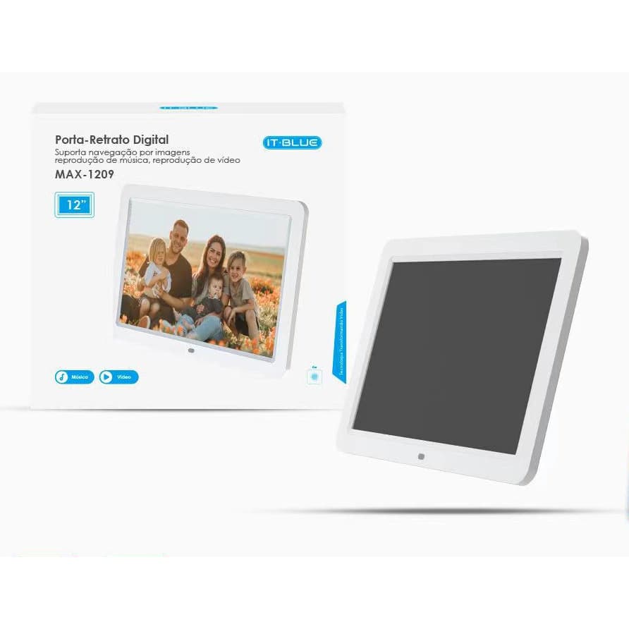 Porta Retrato Digital 12 Pol Usb Card Sd Com Controle Remoto