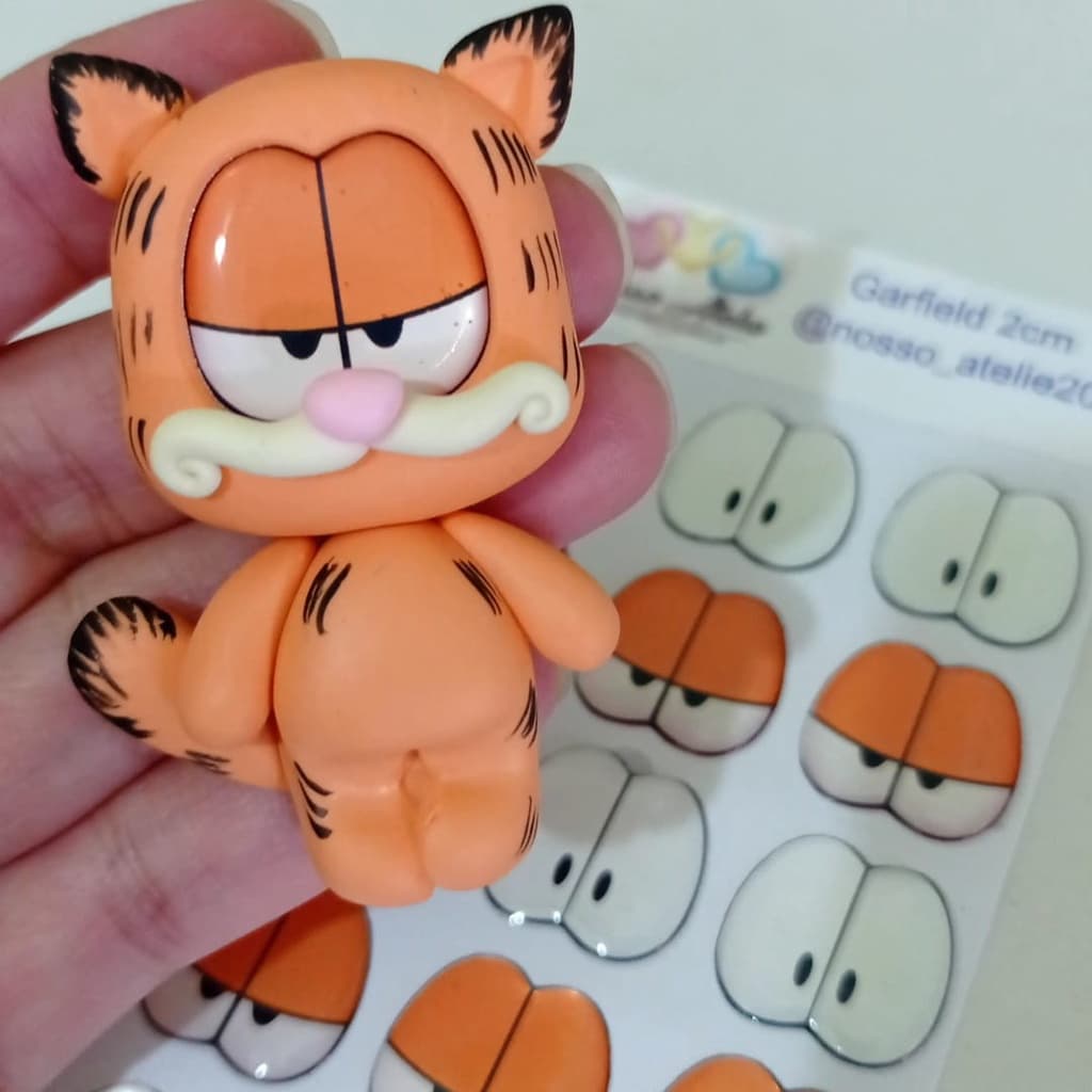 Adesivo resinado para GARFIELD de biscuit, aplique de laço e lembrancinha