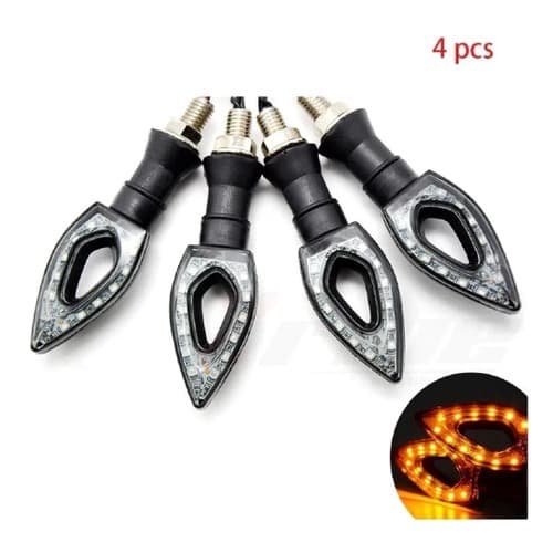 4 Piscas Seta De Moto Led Flecha Cristal Esportiva Universal
