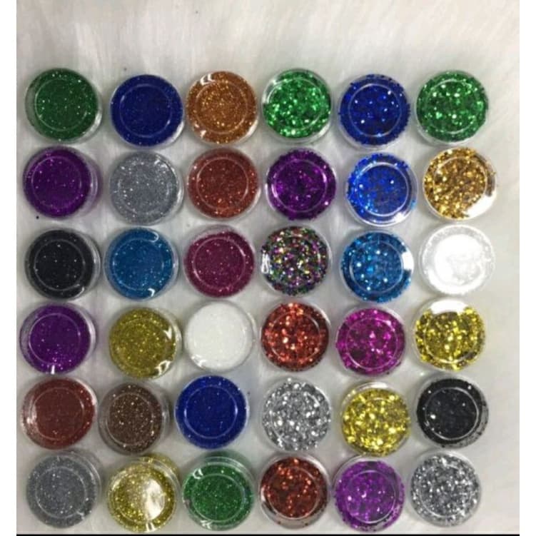Kit 36 Potes Glitter 18uni Fino e 18uni flocado