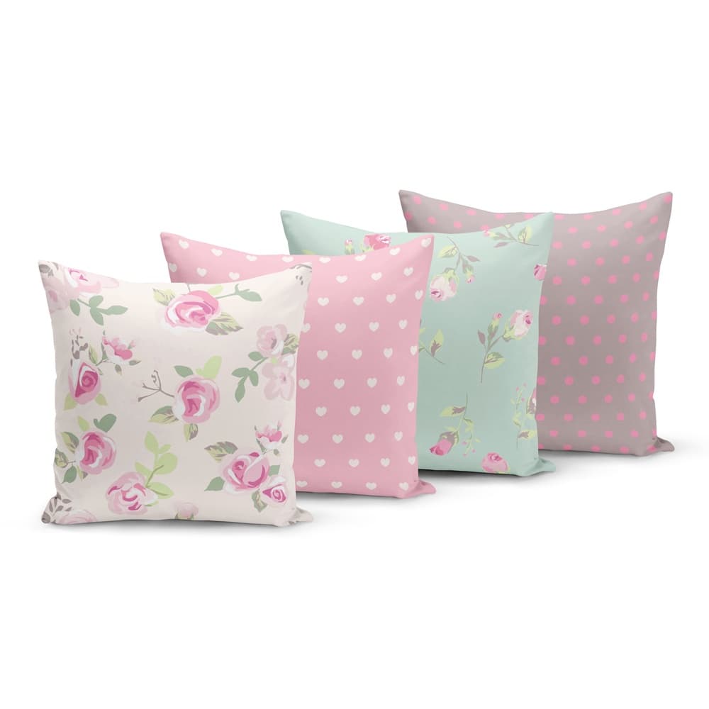 Kit 4 Capas de Almofadas Yuzo 45x45cm Floral Colorida