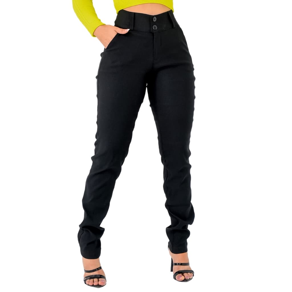 Calça Feminina Plus Size Bengaline Social Com Bolso Lateral