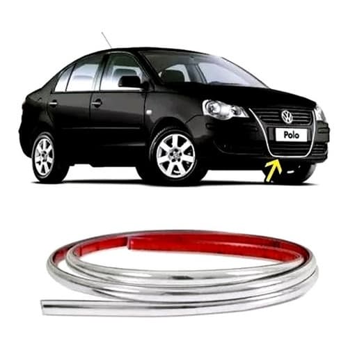 Friso Aplique Cromado Grade Parachoque U Vw Polo Gol G4 Fox
