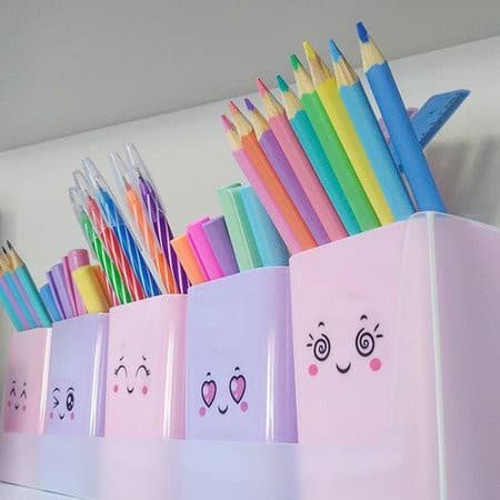 Promocao Kit Doçura Rosa Com 5 Porta Objetos + Adesivos Lindo Envio Em 24 Horas