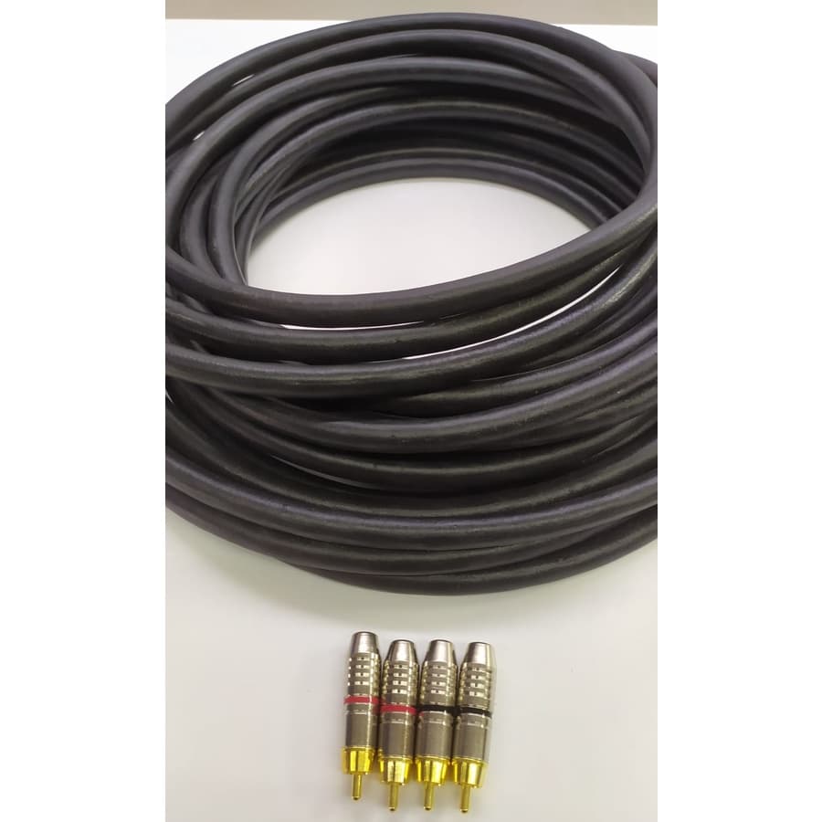 Fio Cabo Rack Móvel 5 Vias Paredão Trio Som 20 metros + 4 Plug RCA Soltos