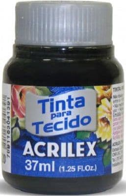 Tinta para Tecido Fosca 35ml Preto - 520 - Resistente à Lavagens - Pronta pra Uso - Fixação a Frio - Acrilex