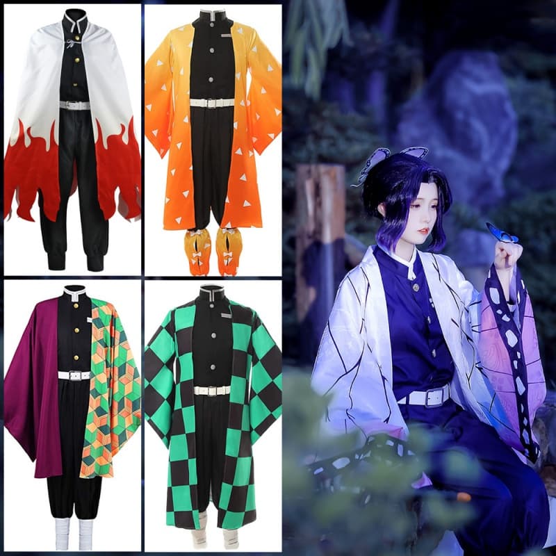 Fantasia de Halloween de Demon Slayer, traje de cosplay de Tomioka Giyuu e Kamado Tanjiro, quimono infantil de anime.