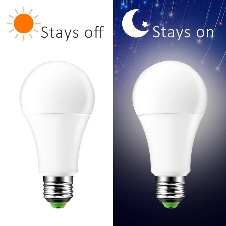 Lâmpada LED Sensor E27 5W 9W 12W Dusk to Dawn Inteligente AC85V-265V Luz Diurna/Noturna Automática Liga/Desliga para