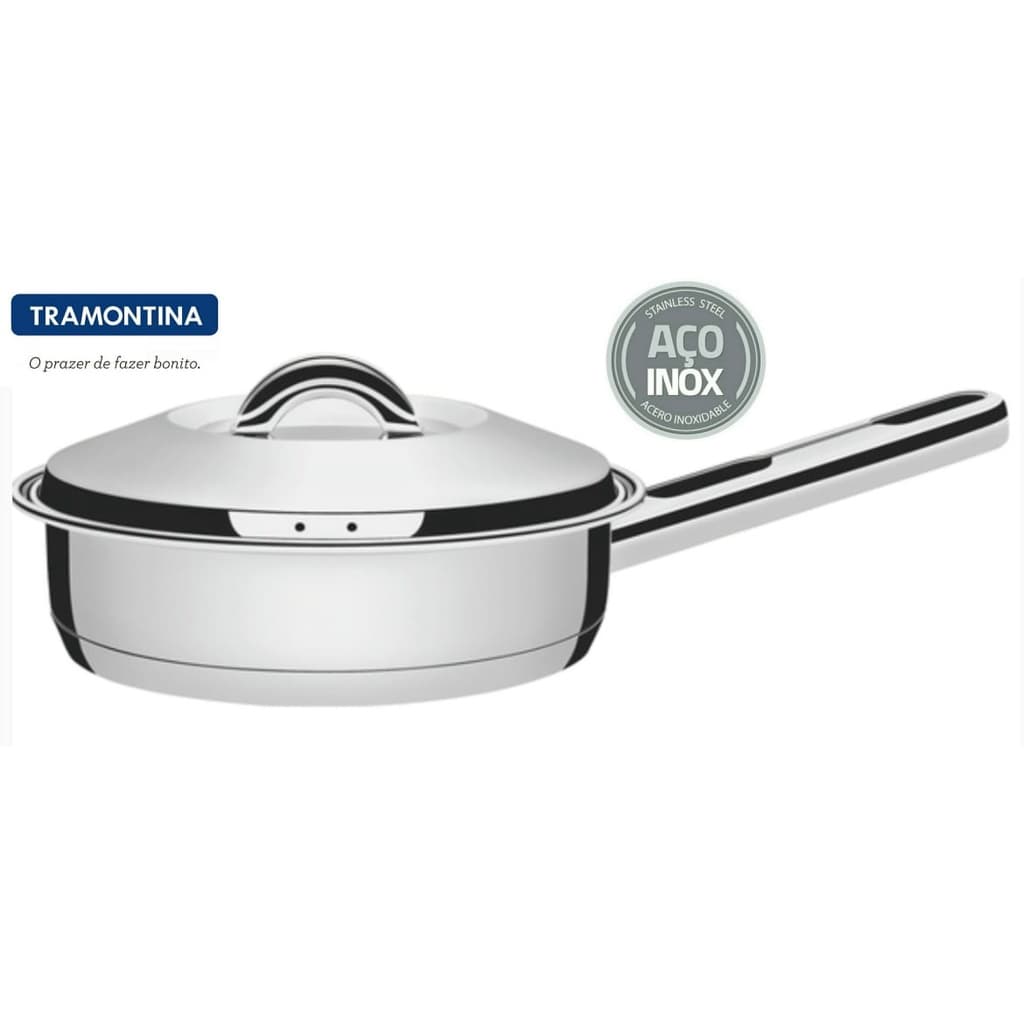 Frigideira Solar Inox 20 Cm Indução Tramontina  Com Tampa