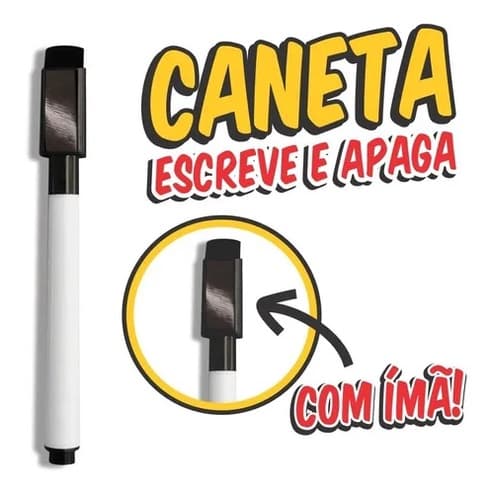 3 Canetas Preta Para Quadro Branco Com Apagador Com Ímã Para Quadro Branco