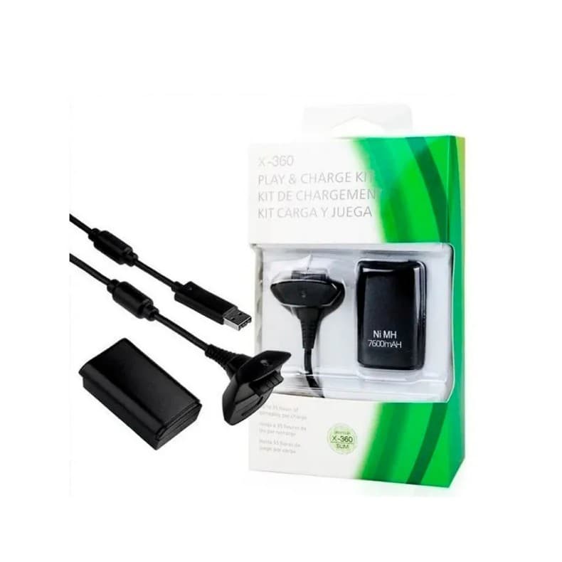 Bateria Recarregável Xbox 360 Cabo Carregador X-360