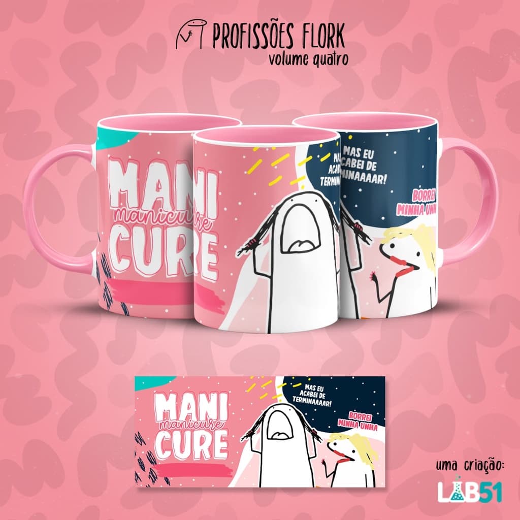 CANECA SEU NOME FLORK PROFISSÕES PERSONALIZADAS -- CANECA CERÂMICA BRANCA PERSONALIZADA FLORKS BENTO MEME BENTÔ