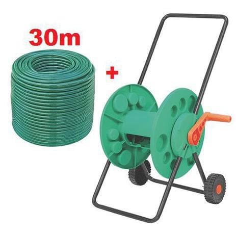 Kit Carrinho Enrolador Mangueira + 30m Mangueira Tramontina
