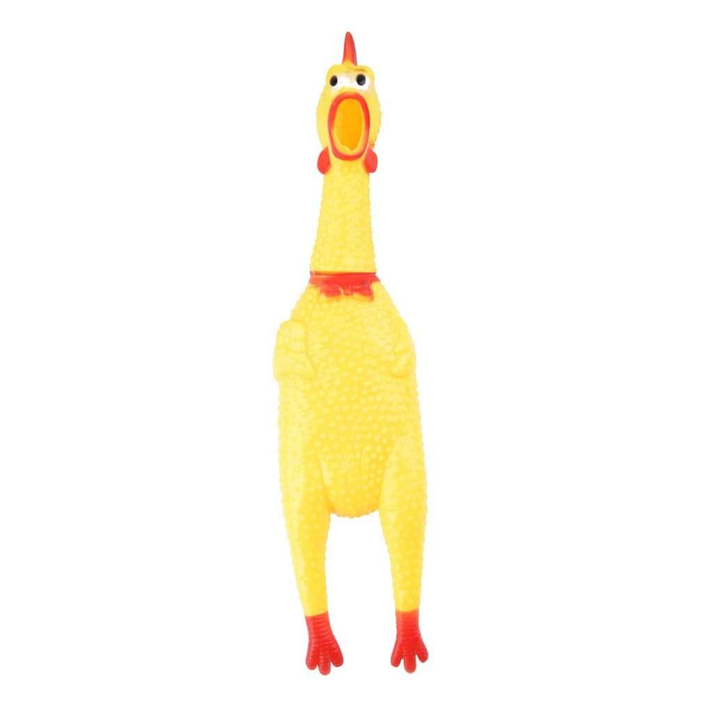 Frango Galinha Pet Com Apito Sonoro Mordedor De Borracha 16 cm Brinquedo Pet Franguinho