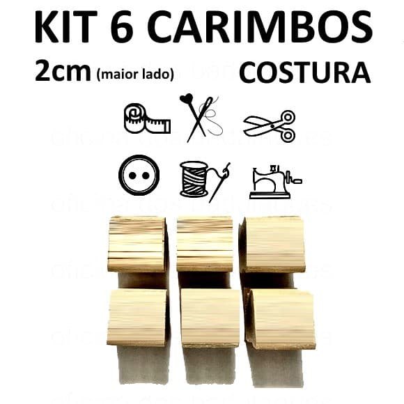 kit 6 carimbos até 2cm maior lado, Carimbeira(almofada de carimbo) opcional.