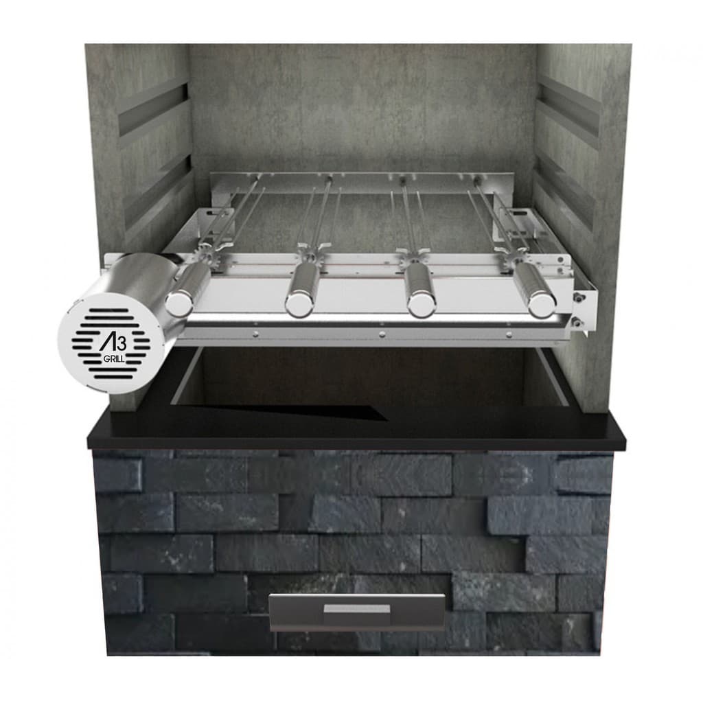 Churrasqueira Giratória Ajustável Com 4 Espetos Inox Grill