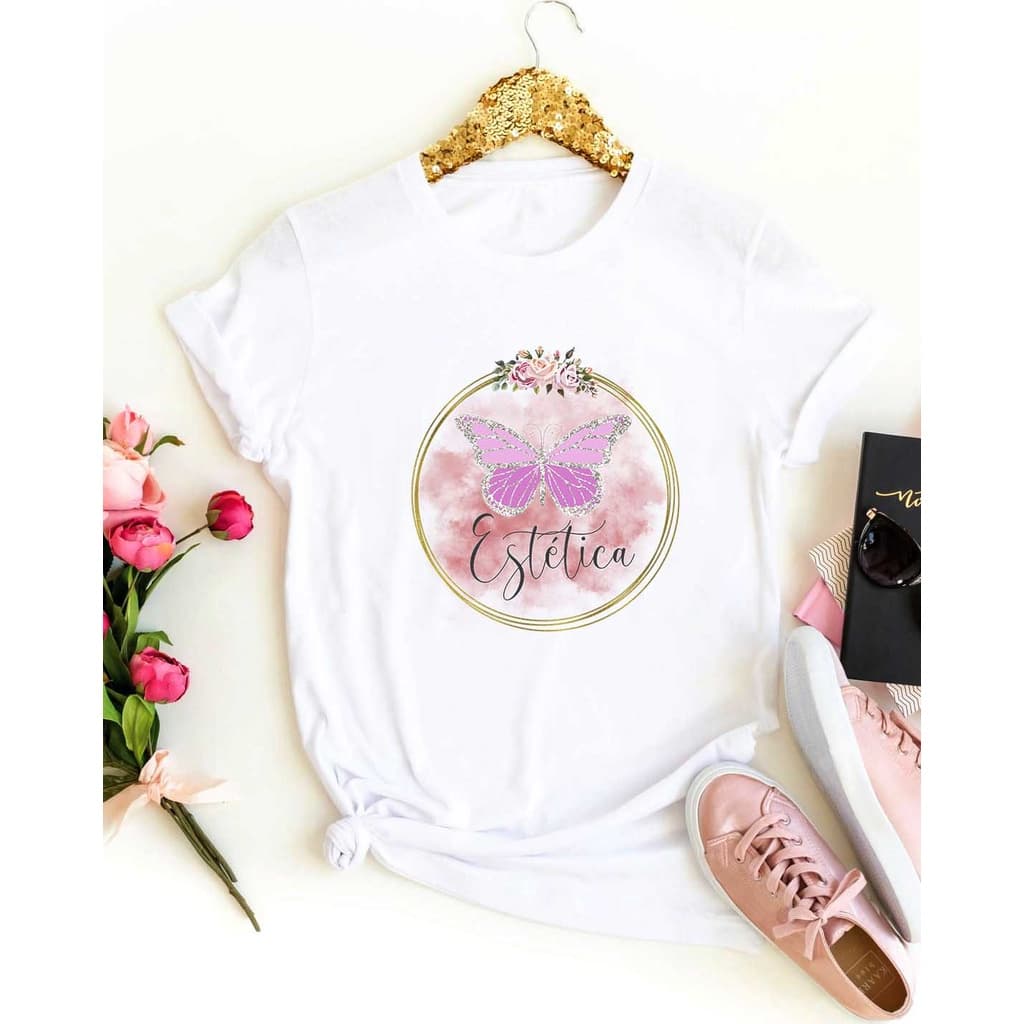 Camisa Camiseta Estampa "Estética" 100% Poliéster / Camisa Estética / Camiseta Estética / Camiseta Poliéster / Camiseta Profissões / Camisa Estampa Profissões / Camisa Manga Curta