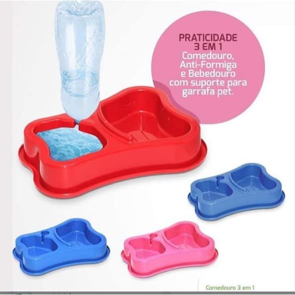Comedouro e Bebedouro Duplo para Pets Pequeno e Médio Porte P/ Garrafa Pet Anti-formiga