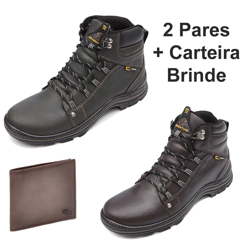 Kit 2 Pares Bota Venom (Marrom e Verde Oliva) e Carteira Brinde